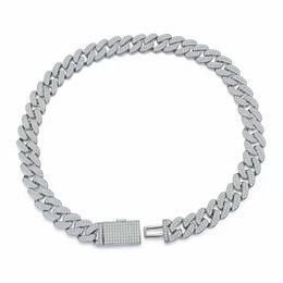 Other Bracelets Arrival S925 Silver Inlaid Moissanite Men's Cuban Bracelet 18cm Length Two ColorsOther OtherOther