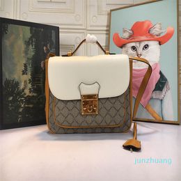 2022 Designer Padlock Shoulder tote Flap Bag crossbody Luxury canvas Genuine Leather Womens Beige fashion totes bags Messenger purse