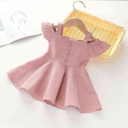 Kids Dress For Girls Summer New Children Princess Dress Baby Plaid Cute Dress Kids Short-Sleeved Clothes Girl Dresses G220428