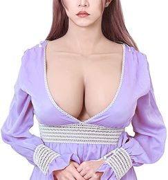 Fake Boobs False Breast Plate High Collar Silicone Breast Forms B-G Cup for Crossdresser Cosplay Breasts Enhancers