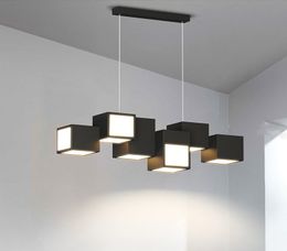 Modern LED Pendant Light Lamps For Dining Room Kitchen Living Room Square Design Ceiling Chandelier Simple Personality Hanging