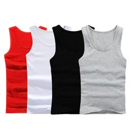 3pcs 100% Cotton Summer Fashion Boutique Solid Color Tight Elastic Mens Tank Tops Male Solid Undershirts 220527