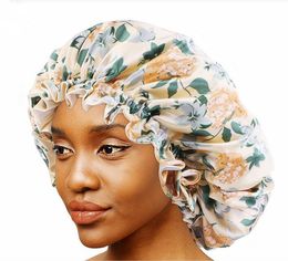 Satin Double Nightcap Women's Pastoral Lace Beauty Hair Care Turban Cap GC1365