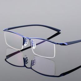 Fashion Sunglasses Frames Browline Half Rim Metal Glasses Frame For Men Eyeglasses Cool Optical Eyewear Spectacles Prescription P8190Fashion