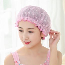 Women Shower Caps Bathroom Products PEVA cuffia doccia hat adult bonnet douche adulte gorros ducha shower cap hot 3 pieces/set 200923