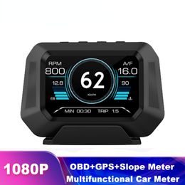 P21 Head-Up Display Multifunctional Car Gauge Diagnostic Tool Slope Metre Portable Driving GPS OBD2 HUD Over Speed Alarm