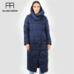 women's down jacket parka outwear with hood quilted coat female long warm cotton clothing for winter ladies trend 19-150 201214