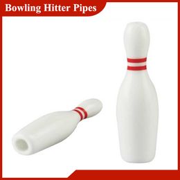 Smoking Pipes Portable Ceramics Bowling Shape Philtre Dry Herb Tobacco Cigarette Holder Mouthpiece Catcher Taster 1 Hitter Pipes DHL Free