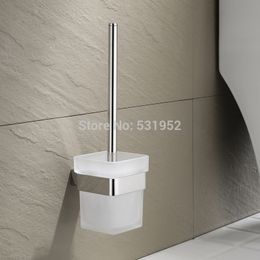 Square Bathroom Toilet Brush With Holder Glass Cup Wall Mount Contemporary Style Polished Accessories Y200407