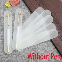 10 Pcs/Lot Plastic Round Frosted Translucent Pencil Bag Solid Color Pen Gift Universal Pen Sleeves Glossy Pens Pouch Can Be Hung