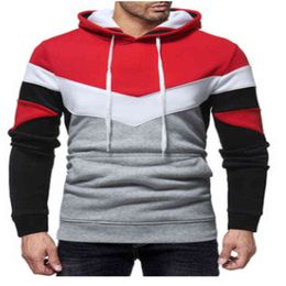 New Men Skateboarding Hoodies Fleece Plain Hoodie Sweatshirt Hooded Hat Patchwork String Bandage Home Gym Adult Top Pocket L220704