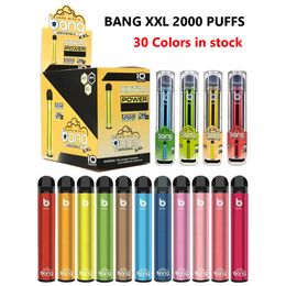 -Bang XXL Disponível E Cigarros 2000 Pushs Dispositivo de caneta vape grande 2% 5% 6% Vapor grande CIGS eletrônico 30 cores em estoque sem taxa de alfândega