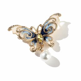 Korean Version Cartoon Butterfly Brooch Pin Women's Alloy Insect Pearl Brooches Pins Clothing Jewelry Accessories