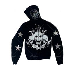 Women Spider Skull print Streetwear Oversized Hoodie Jacket Coat Goth Harajuku Y2k Clothes grunge Zip Hoodies 220804