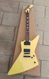 Metálico pesado raro James Hetfield MX-220 Signature Cream Yellow Explorer Guitarra eléctrica EET FUK Difmitboard Copy Cartucho activo EMG