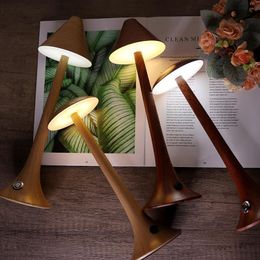 Table Lamps Imitation Wood Grain Bar Lamp Restaurant Bedroom Night Light Simple Dimmer Touch Control LED LightsTable