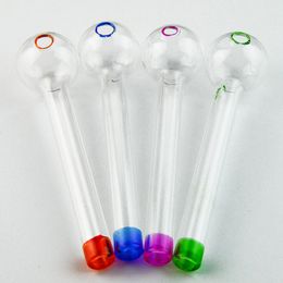 High Quality Unique Oil Burner Pipes Smoking Accessories Tobacco Spoon Straight Tube Pipe Colorful Glass Pipes Burners Bubbler