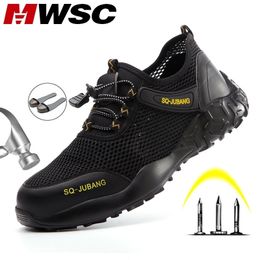 MWSC Summer Breathable Men Work Safety shoes Male Antismashing Steel toe Cap Work Shoes Men Construction Working Shoes Sneakers Y200915