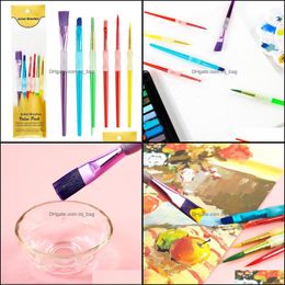 pointed pen Canada - Other Pens Writing Supplies Office School Business Industrial Childrens Painting Brush 6 Sets Of Color Sile Gouache Watercolor Pointed Fla
