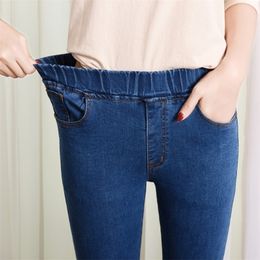 Women's Elastic high waist Skinny Jeans plus size 5XL 6XL fashion Women black blue pocket mom Jeans skinny Stretch Denim Pants T200608