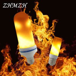 AC 85-265V 2835SMD LED Flame Bulb E27 Effect Fire Light Simulated 3W 9W Flickering Lamp Decoration Creative Flicker Corn Lights H220428