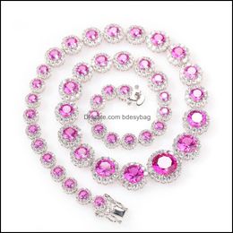 Chains Necklaces Pendants Jewellery Fashion Hip Hop Womens Necklace Pink Sier Chain Gold Plating Designer 3A Zircon Ice Ou Dhrft