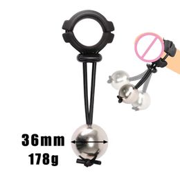 New Heavy Weight Silicone Cock Ring Metal Hanger For Penis Training Stretcher Enlargement Extender Pull Exercise Male sexy Toys