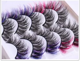 Reusable Hand Made 5 Pairs Colorful Fake Eyelashes Set Messy Crisscross Thick Curly False Lashes Eyes Makeup Full Strip Lashes Easy to Wear DHL