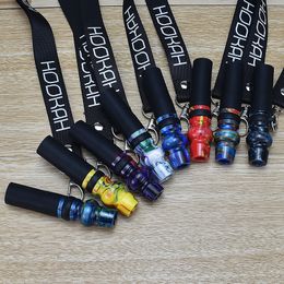 Colourful Hookah Shisha Smoking Handle Test Resin Tip Silicone Hose Holder Portable Lanyard Innovative Design Hang Rope Mouthpiece Pendant Necklace DHL Free