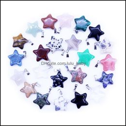 Pendant Necklaces Natural Stone Fashion Assorted Mixed Star Charms Pendants For Diy Jewelry Making Baby Dhzvp