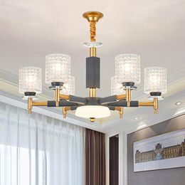 Pendant Lamps Modern Gold Grey Metal Led Chandeliers Lighting Living Room Glass Chandelier Lights Hanging Lamp Fixture For BedroomPendant