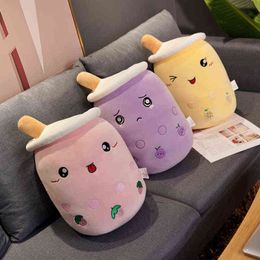 Kawaii Room Decor Bubble Tea Cuddle Cuddly Animal Cute Food Plush Cup Milk Boba Soft Pillow Birthday gift ie J220704