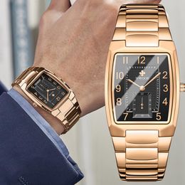 Fashion Watches For Men Top Brand Luxury Waterproof Square Clock Stop Watch Casual Quartz Wristwatch Reloj Hombre