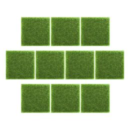 Decorative Flowers & Wreaths 10pcs Square Fake Grass Turf Artificial Mats Landscaping TurfDecorative