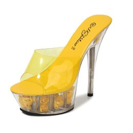 Sandals Womens Steel Tube Dancing Shoes Catwalk High Heel Dress Colorful Sexy Women Clear Transparent Nightclub SandalsSandals