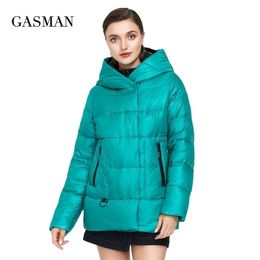 Gasman Womens Kış Ceket Kapşonlu Parka Kadınlar Ceket Fermuar Sıcak Out Giyim Kadın Moda Kalın Kirci Ceket 072 201201