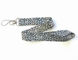 lanyards for cards Canada - Keychains 50pcs Beautiful Leopard Keychain Lanyards Id Badge Holder Card Pass Mobile Phone USB Key StrapKeychains