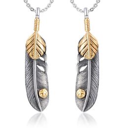 Pendant Necklaces Mens Feather Necklace Retro Eagle Claw Punk Jewelry Gift For Men Male