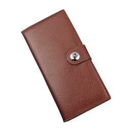 Wallets Simple Men's Wallet Long Leather Business Card Holder ID Coin Purse Buckle Design WalletWallets