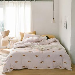 Bedding Sets E-star China Store Fins Pink Print Four Of Knitted Cotton BedBedding