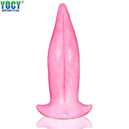 Nxy Dildos Yocy Silicone Imitation Tongue Penis Men s and Women s Backyard Anal Plug Suction Cup Masturbator Adult Massage Passion Toy 0317