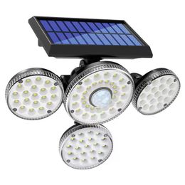 Super Bright Outdoor Solar Wall Lights Four Head 208LED Lighting PIR Motion Sensor Solar Security Garden Lamp