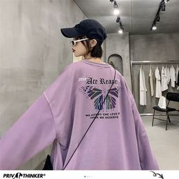 Privathinker Printed Butterfly Reflective Women Sweatshirts Autumn Korean Women s Tops Woman Streetwear Casual Pullovers LJ201103