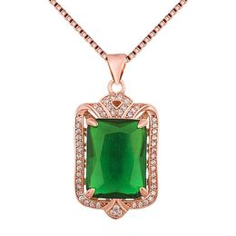 luxury green tourmaline pendant necklace Brazilian natural emerald pendant 18K rose gold emerald necklace jewelry gift