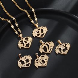 Pendant Necklaces Gold Plating Flower Heart Initial Necklace A-Z Letter Personalize Jewelry On The Neck Luxury Quality Bridesmaid GiftPendan