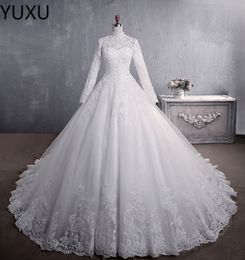 2022 Romantic Lace Ball Gown Wedding Dresses Sequins Tulle Vestido De Noiva Sexy Open Back Wedding Bridal Gowns Long Tain Robe De Mariee