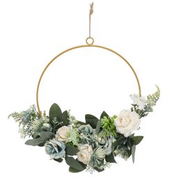 Decorative Flowers & Wreaths Wreath Floral Metal Wall Flower Hoop Door Spring Summer Decoration Front Swag Hanging Wedding Garland Ring Deco