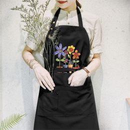 Creative apron tea shop cotton manicure overalls female waterproof kitchen florist apron 201007