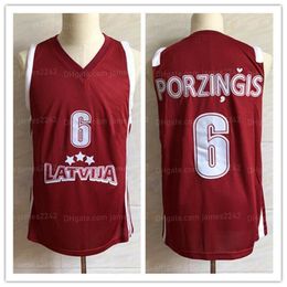 Custom Kristaps Porzingis #6 Basketball Jersey All Ed Red Any Name Number Top Quality Jerseys