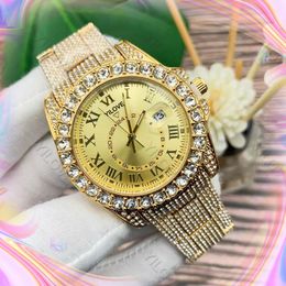 Luxury Family Men's Top Watch Business Style Designer Full Diamonds Stainless Steel Quartz Movement Clock Super Luminous Function Sapphire Glass Wristwatch